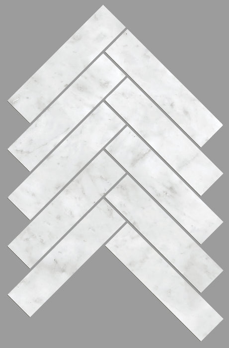 Artemis Carrara White Herringbone Honed 35x150