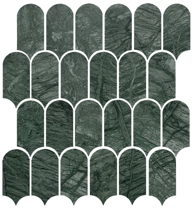 Marble Mosaic Tiles - Feather Honed -  Artemis Indian Green - 50 x 103mm